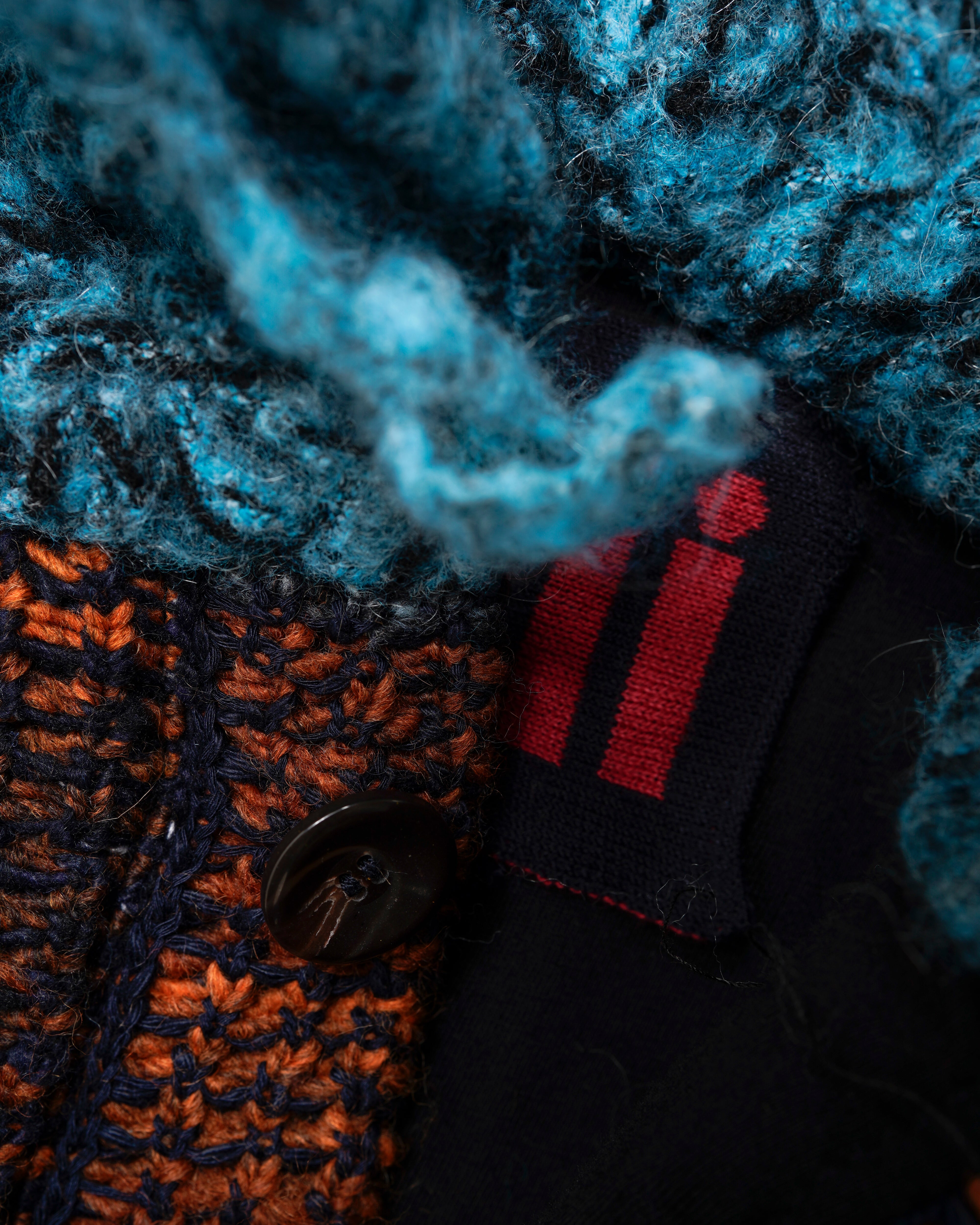 PATCHWORK BAJA SWEATER JACKET WRAP & MESH MIX