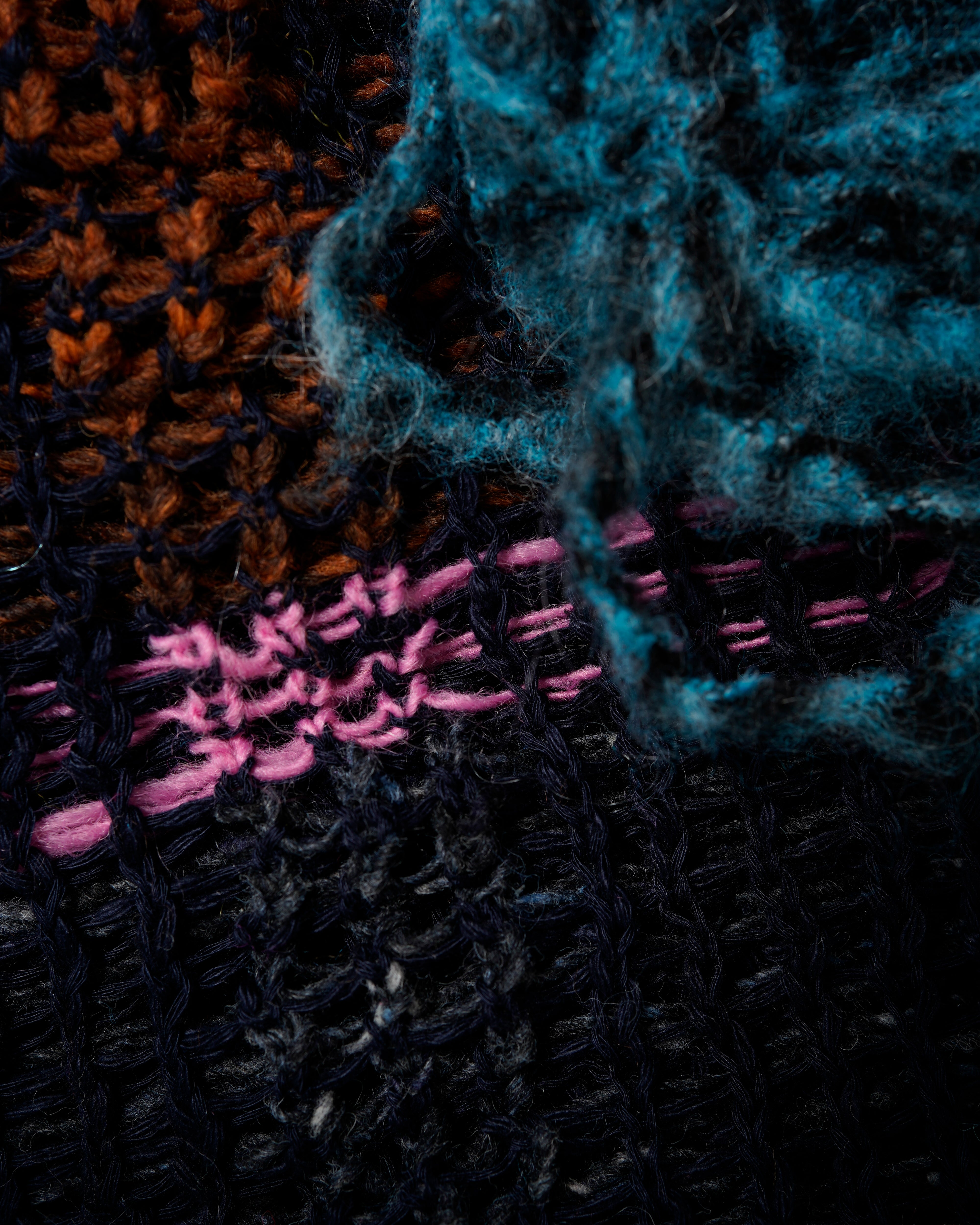 PATCHWORK BAJA SWEATER JACKET WRAP & MESH MIX