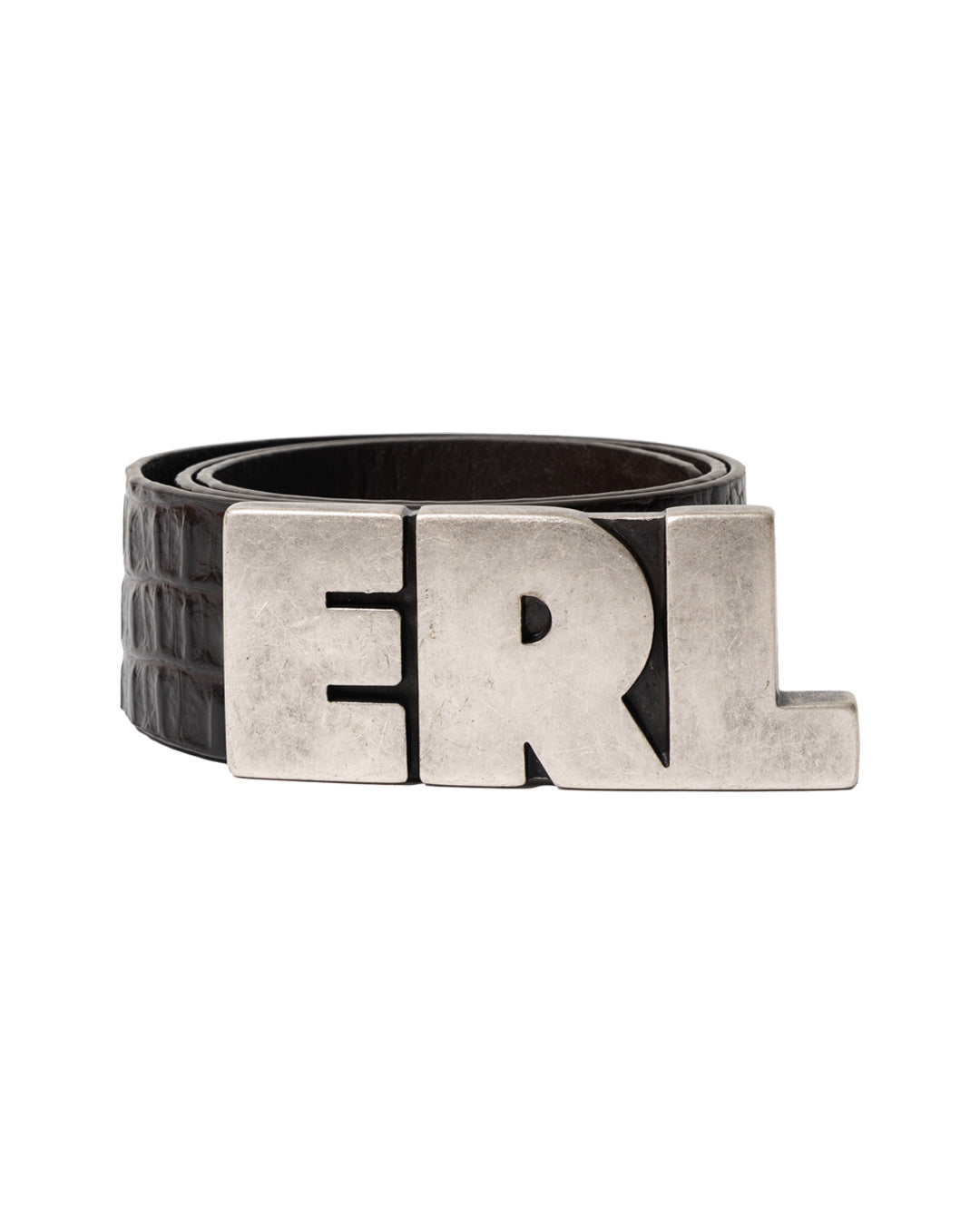 ERL LOGO CROCO EFFECT LEATHER BELT