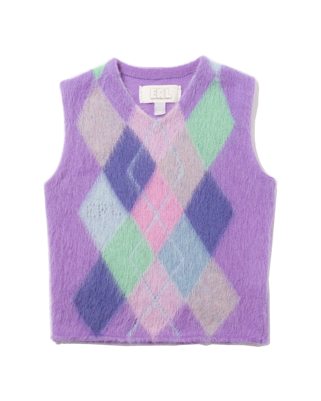 UNISEX ARGYLE MOHAIR VEST KNIT