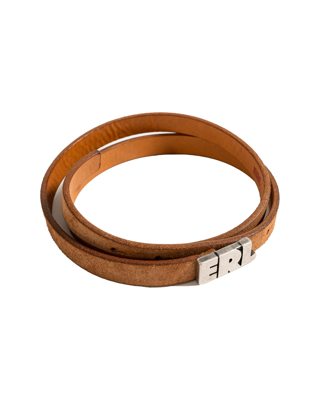 ERL LOGO SKINNY LEATHER BELT TANNED