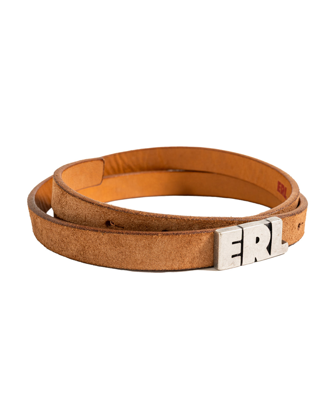 ERL LOGO SKINNY LEATHER BELT TANNED