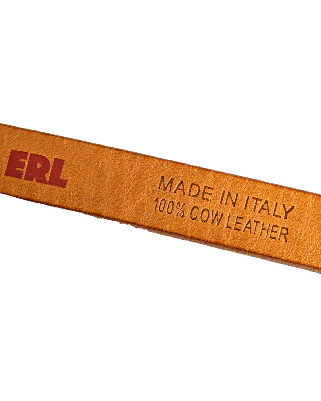 ERL LOGO SKINNY LEATHER BELT TANNED