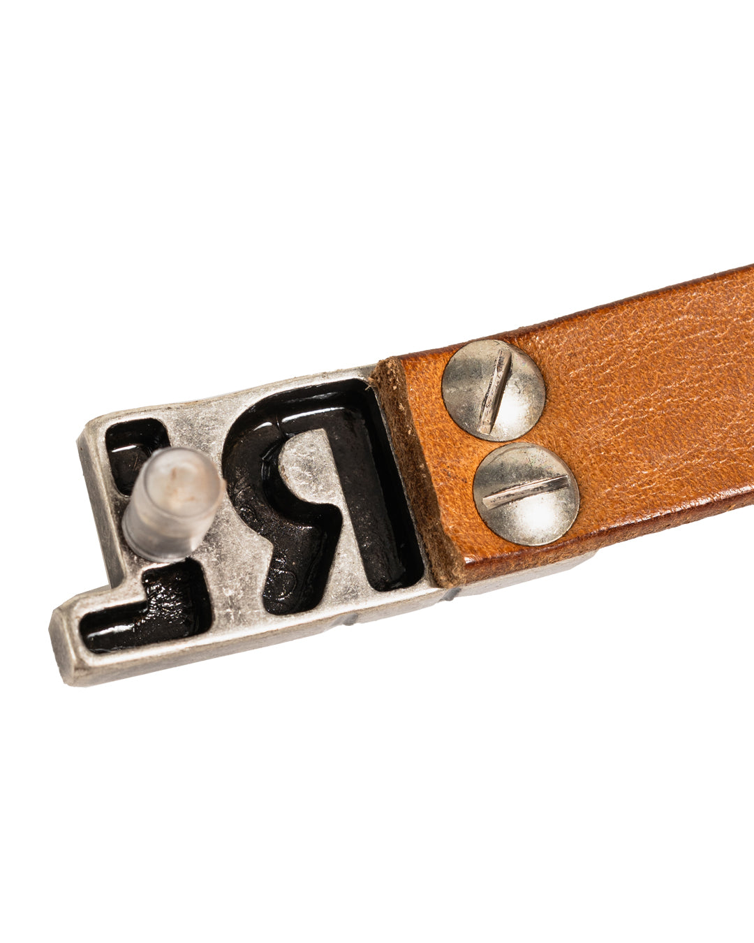 ERL LOGO SKINNY LEATHER BELT TANNED