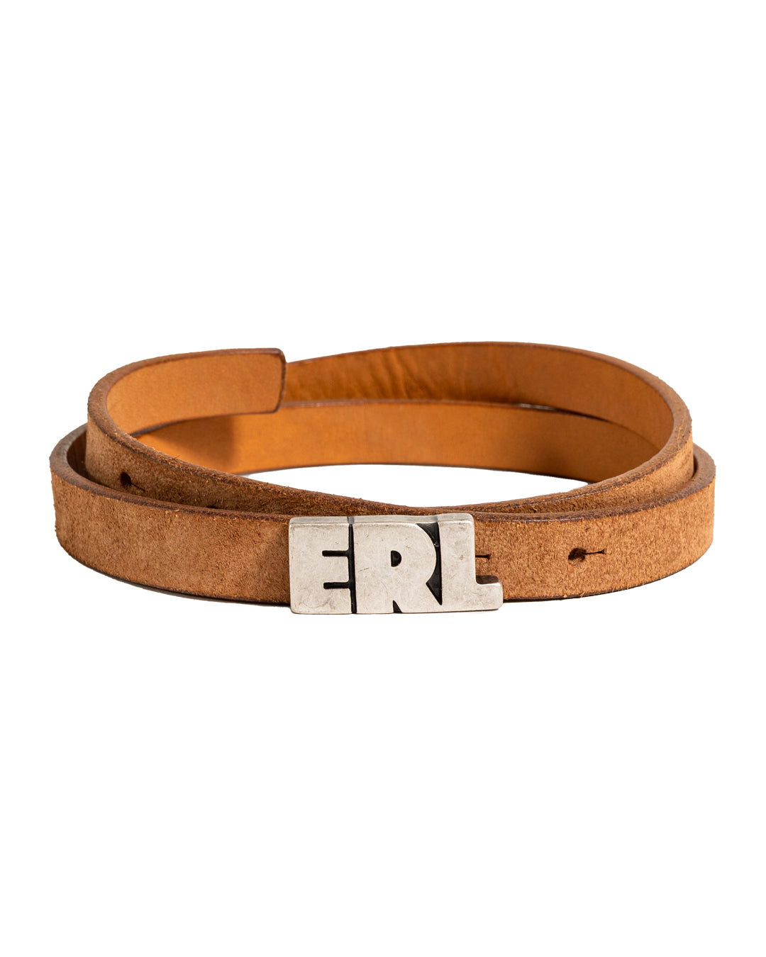 ERL LOGO SKINNY LEATHER BELT TANNED