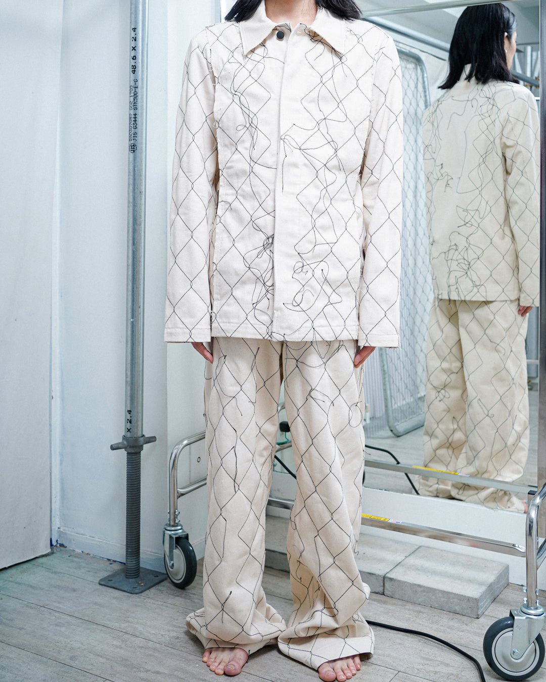 CARGO DENIM JACKET WITH CHAIN LINK (NAT)