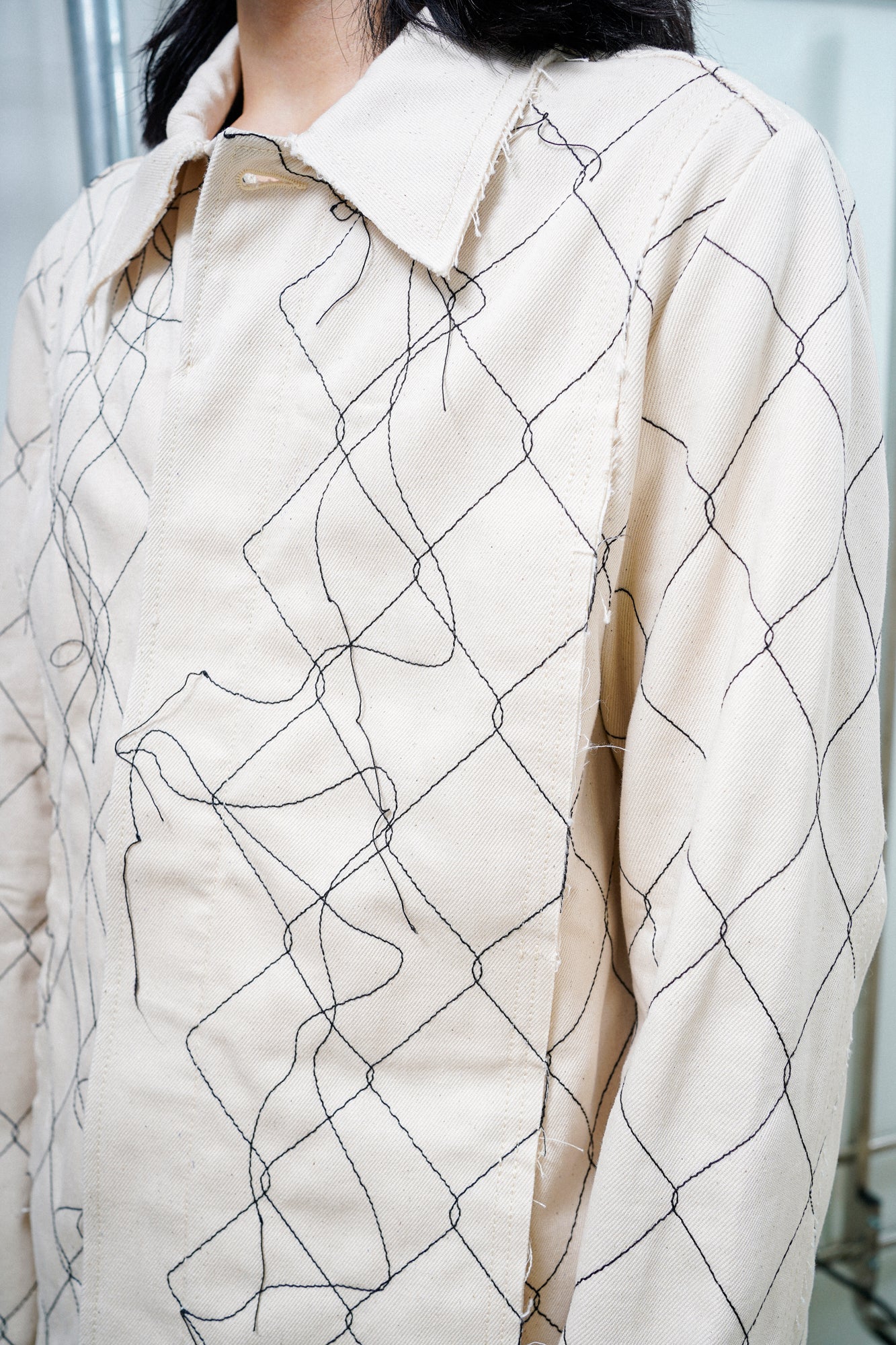 CARGO DENIM JACKET WITH CHAIN LINK (NAT)