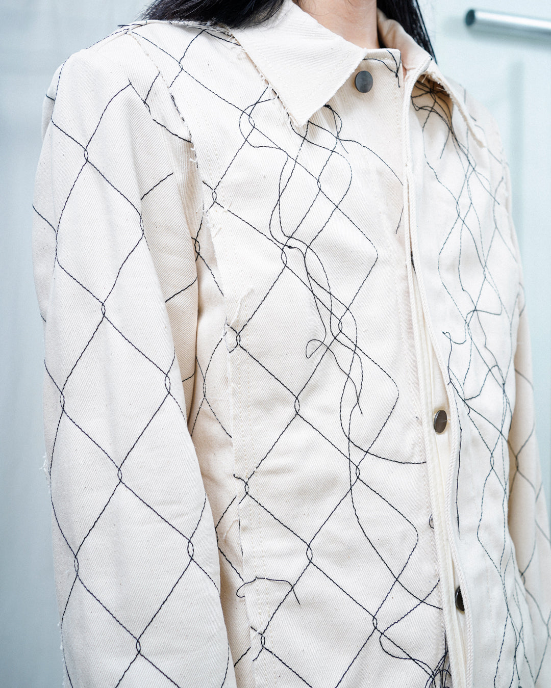 CARGO DENIM JACKET WITH CHAIN LINK (NAT)