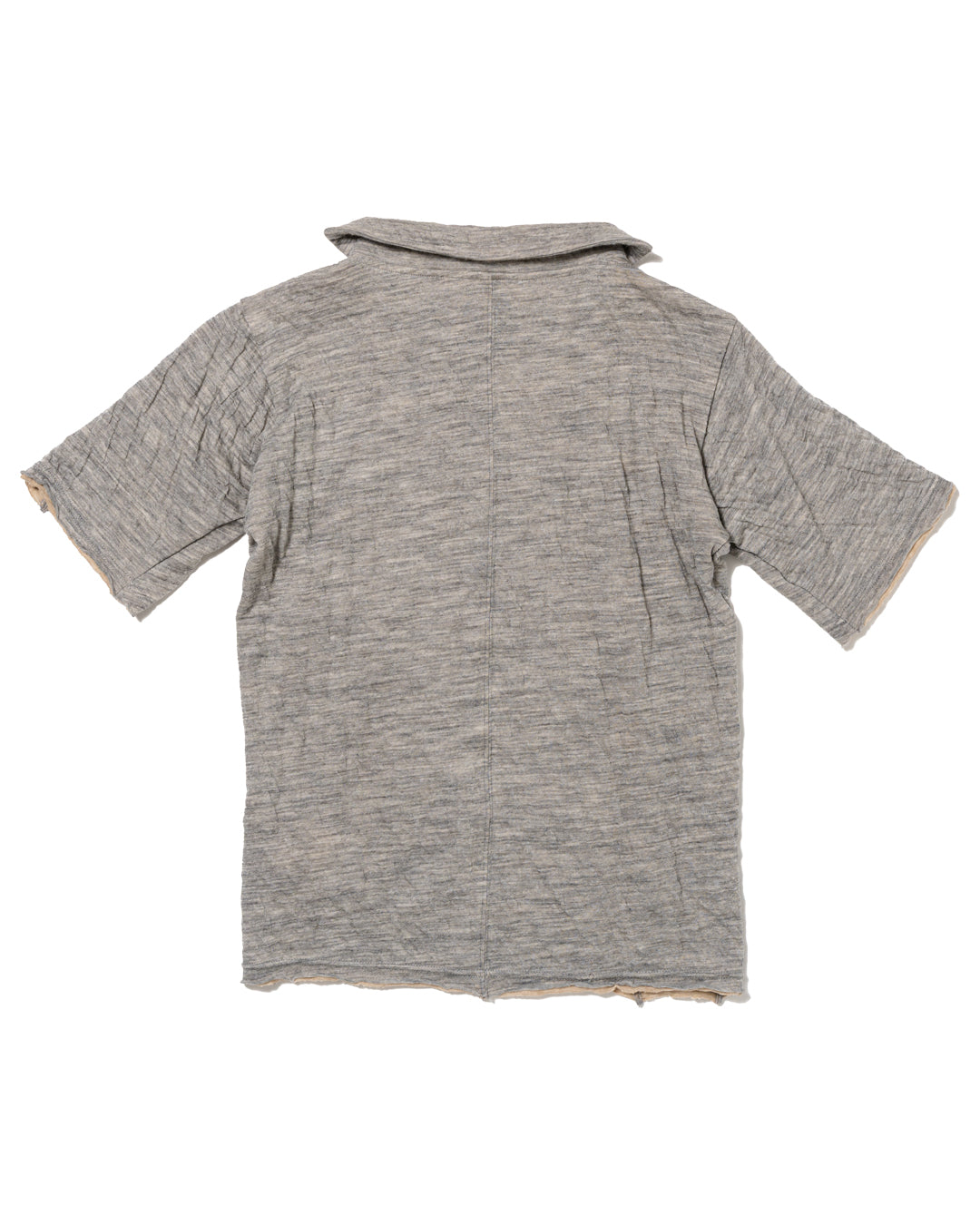 FLEUR DE LYS LASER ENGRAVED DOUBLE WOOL T SHIRT GREY WOOL *LAST