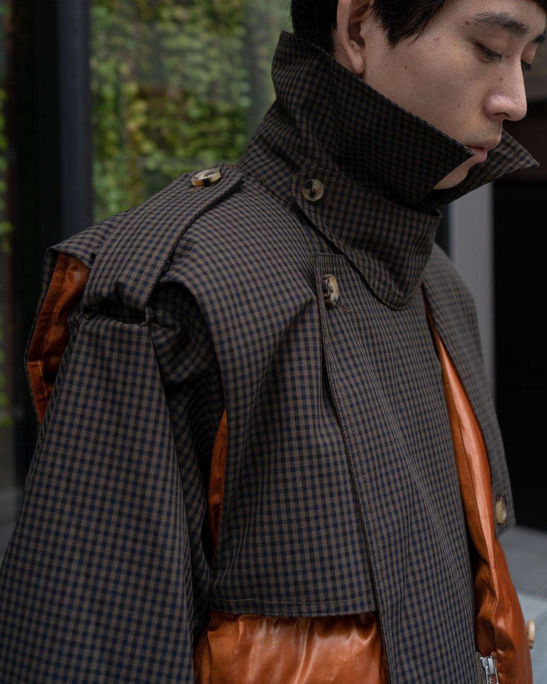 COTTON TWILL DETACHABLE LONG DOWN JACKET