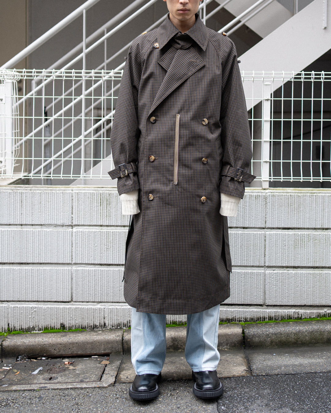 COTTON TWILL DETACHABLE LONG DOWN JACKET