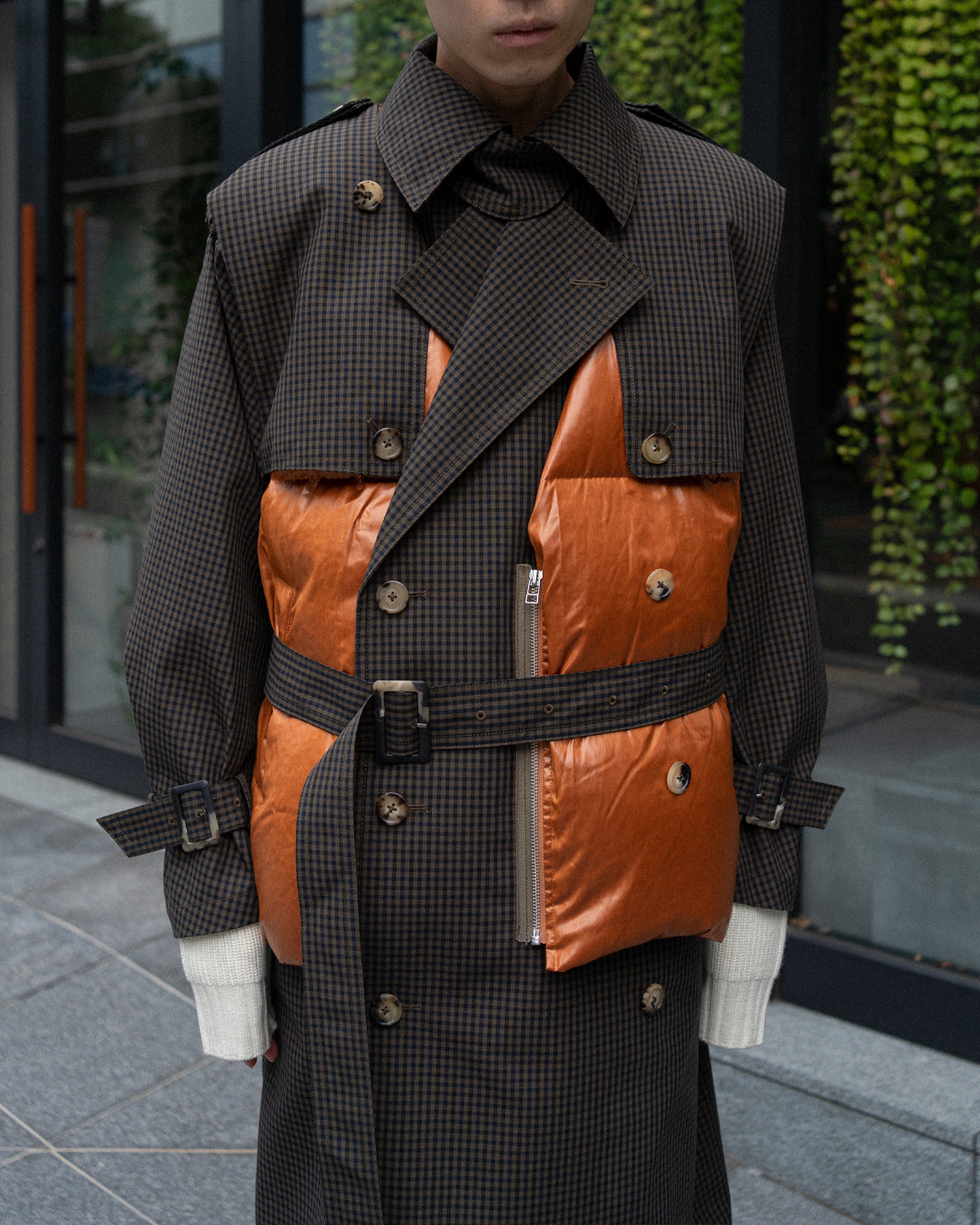 COTTON TWILL DETACHABLE LONG DOWN JACKET