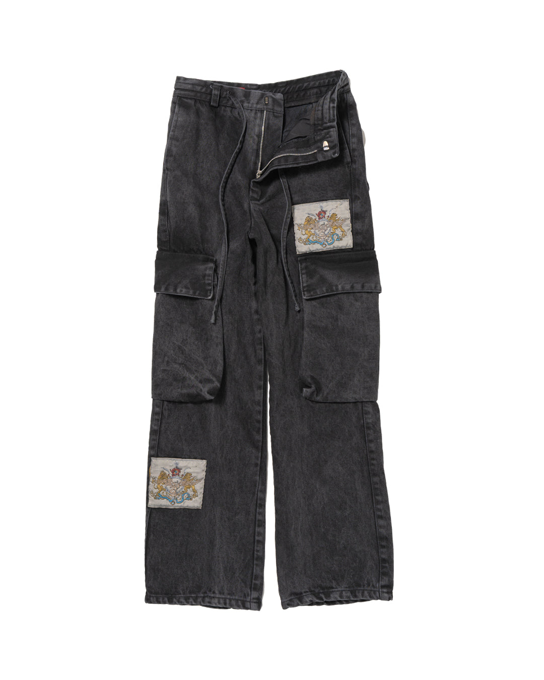 LYM DENIM CARGO PANTS WASHED BLACK