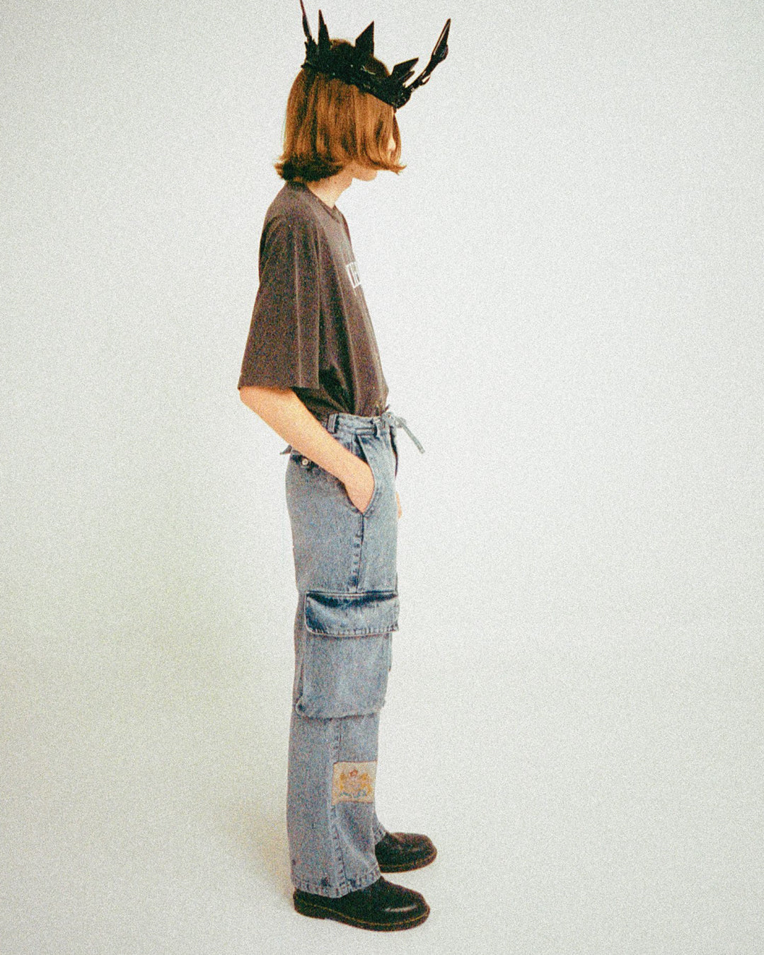 LYM DENIM CARGO PANTS WASHED BLUE