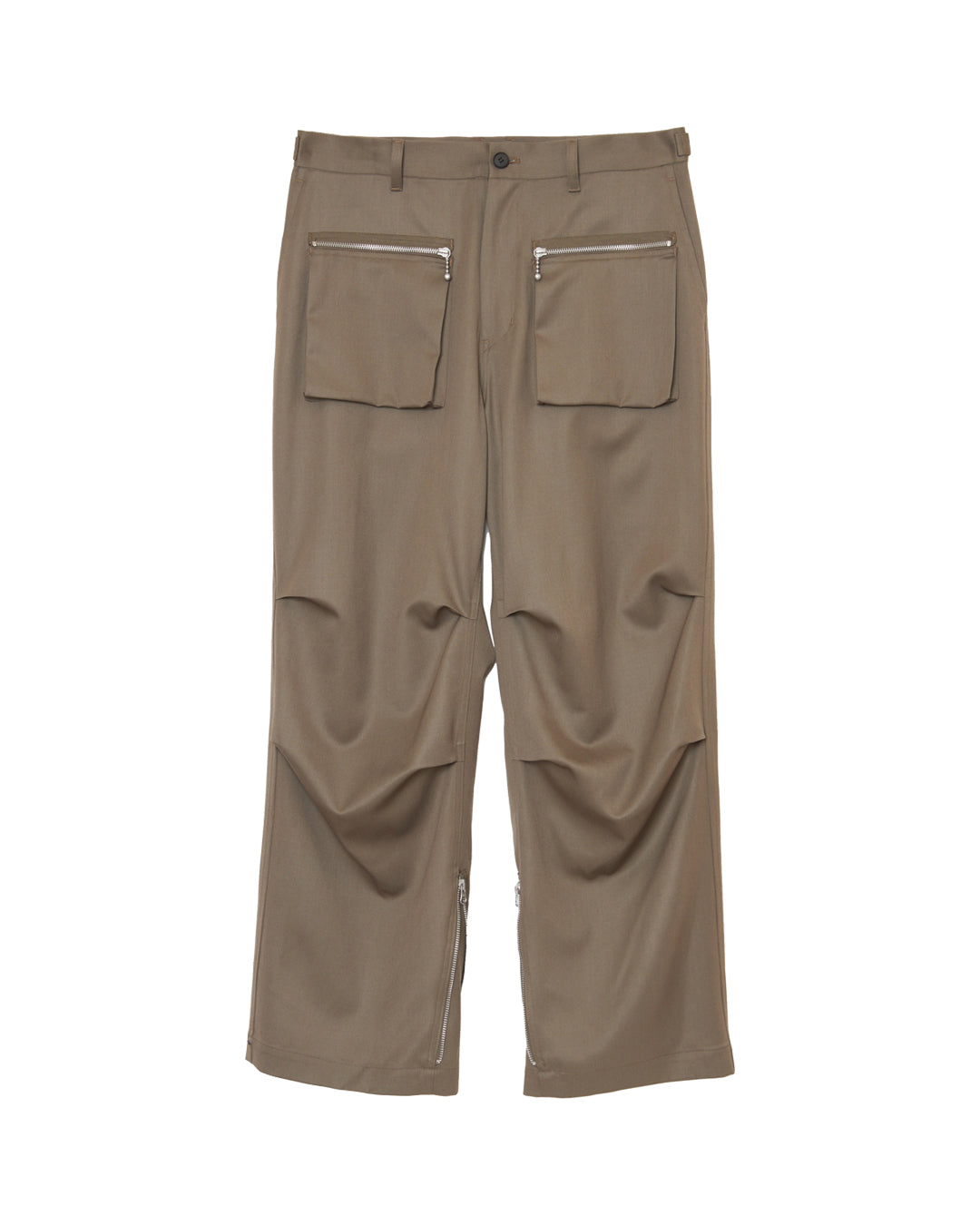 WOOL CARGO POCKET WIDE TROUSERS