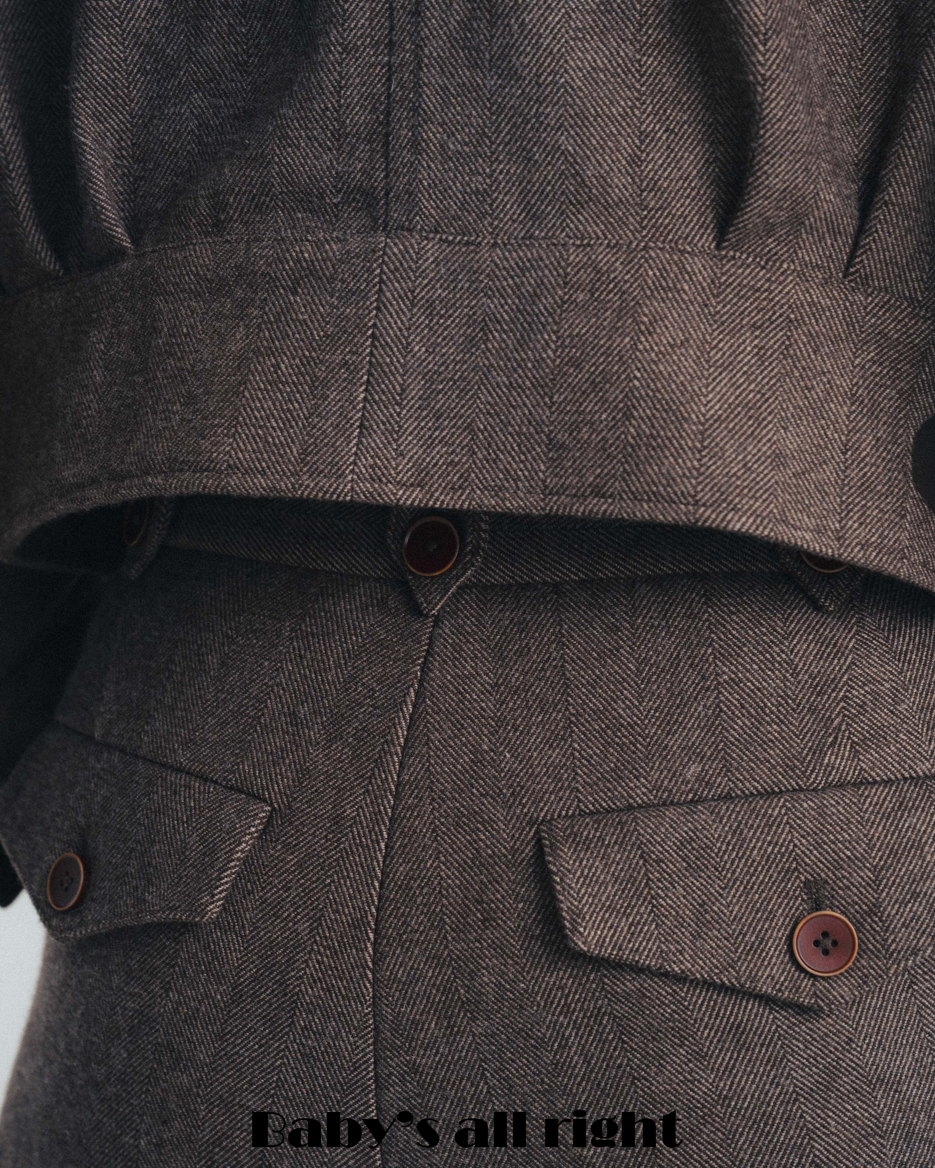 HERRINGBONE MILITARY TROUSERS
