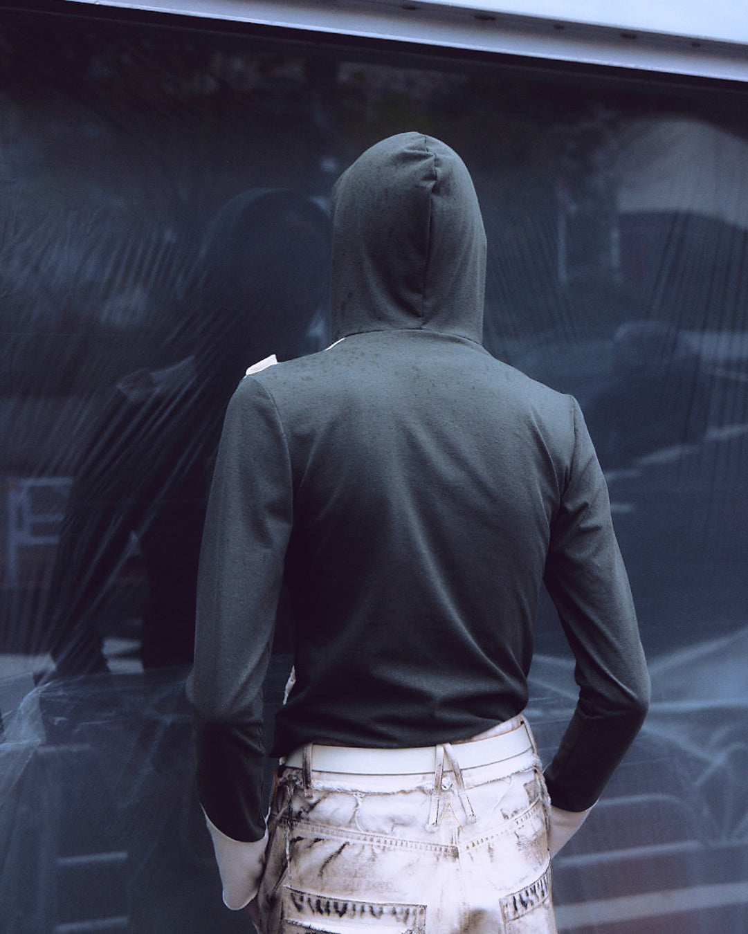 HOODIE WITH SHOULDER PATCH AND BRAIDED DRAPES