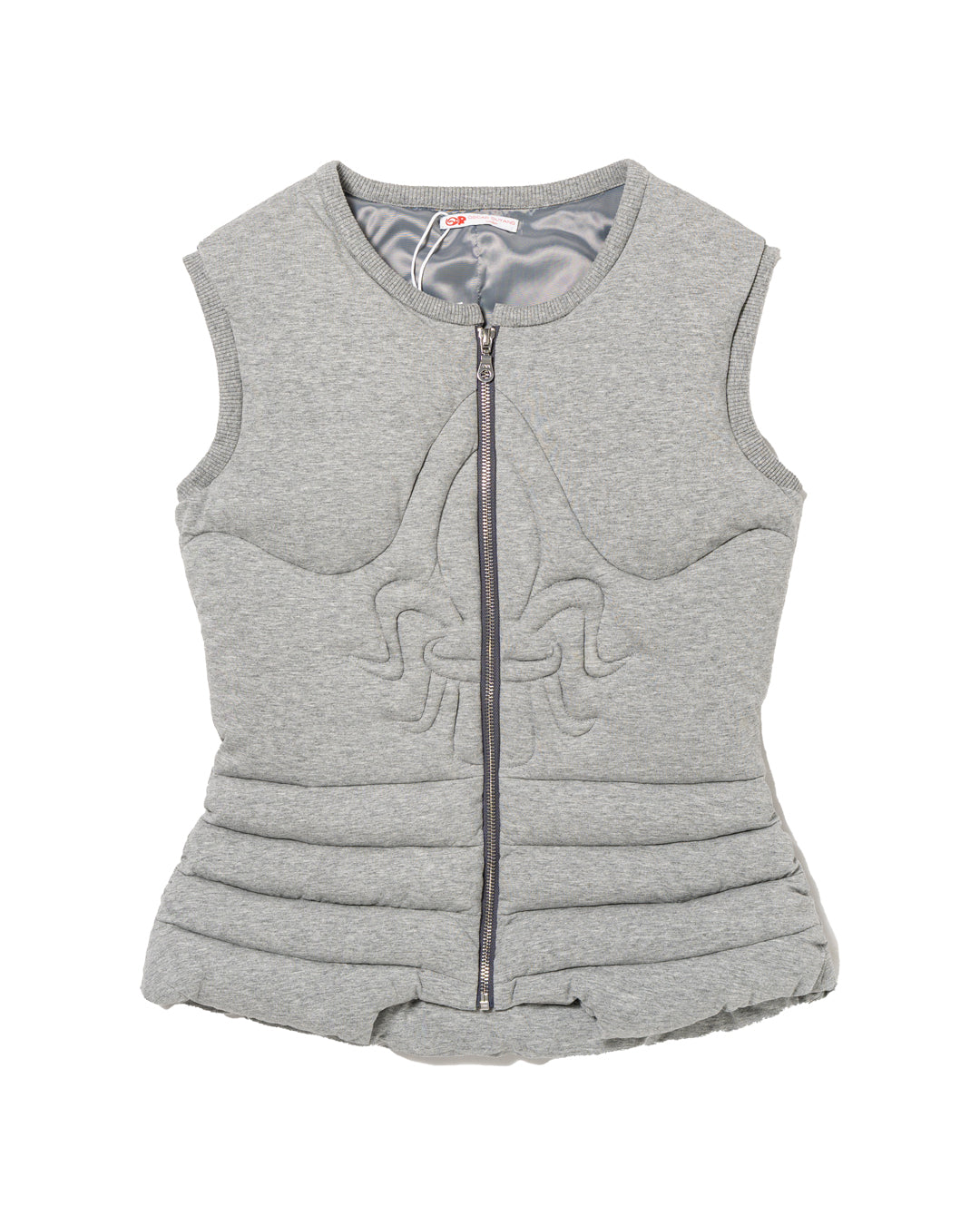 PUFFER GILLET WITH FLEUR DE LYS QUILTING DETAIL GREY
