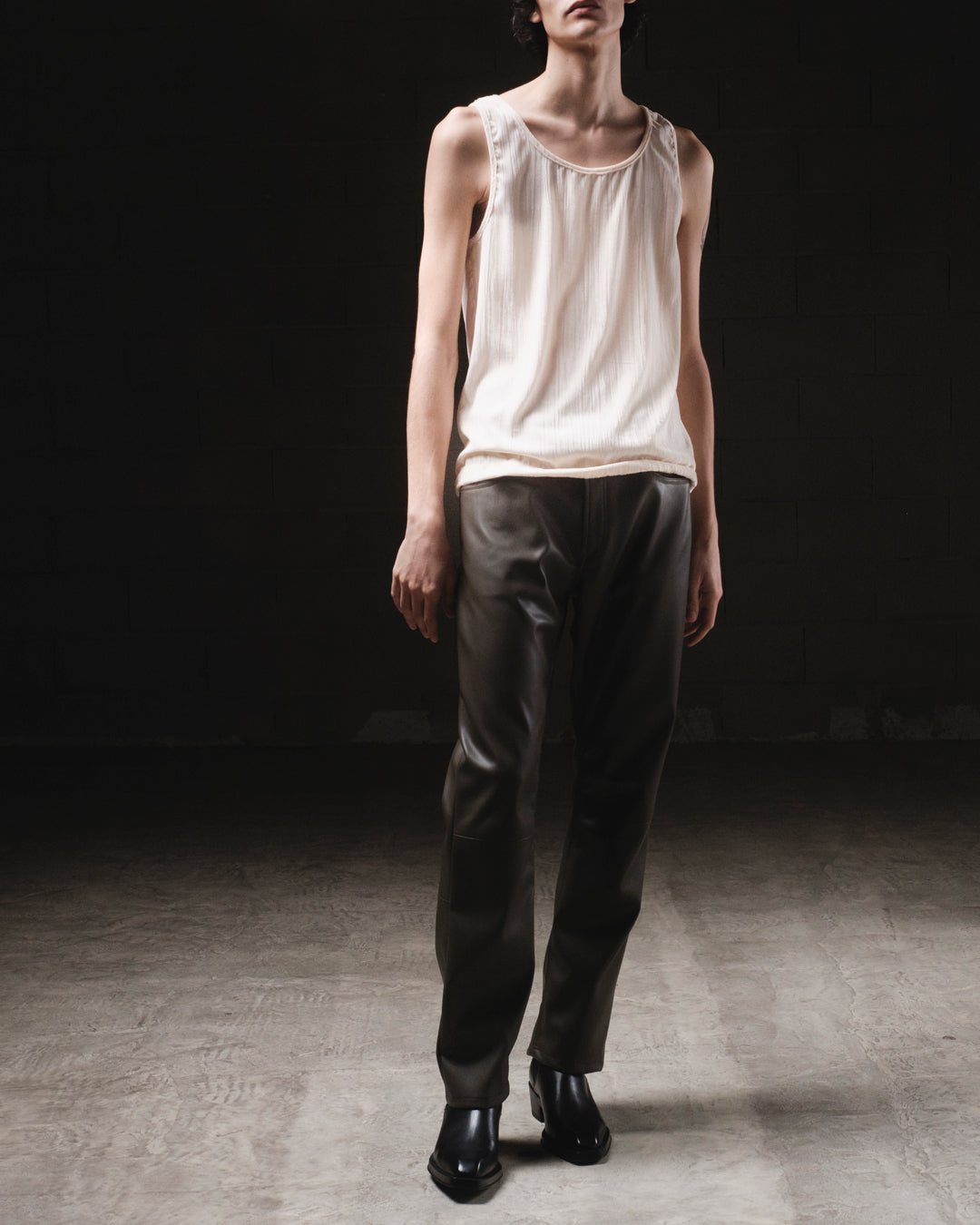 ECO LEATHER LOOSE BIKER PANTS (OLV) *LAST