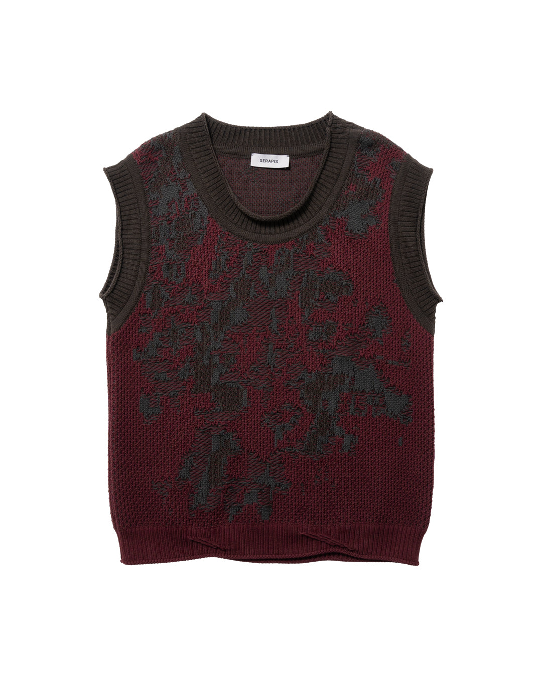 SERAPIS MARITIME - BROWN / BURGUNDY/GREY/BROWN RUST KNIT VEST 