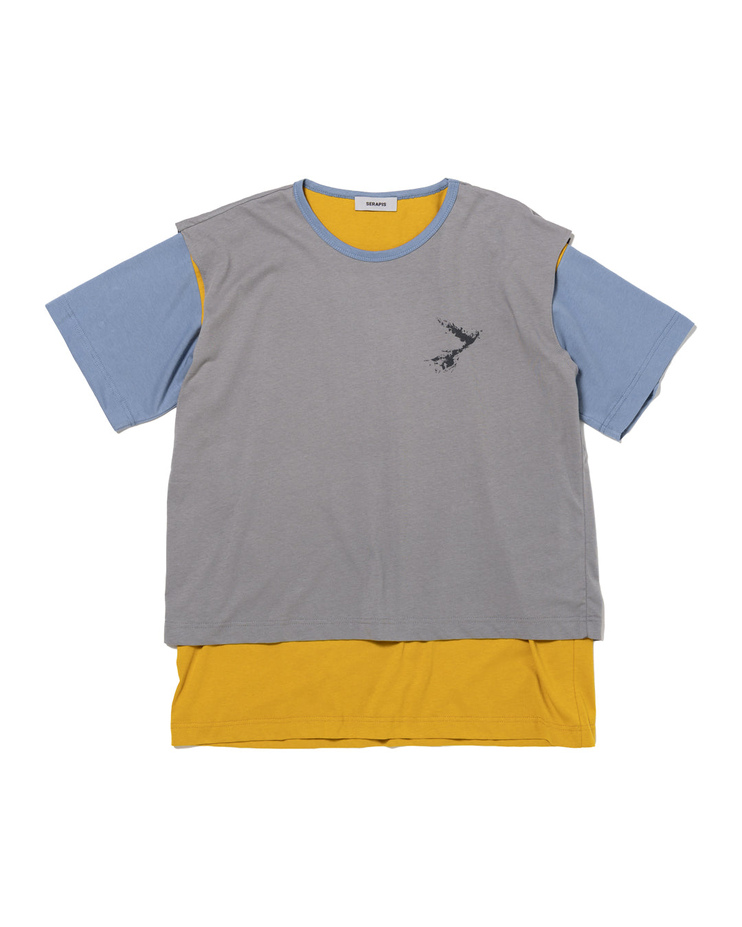 GREY/ MUSTARD SHORT SLEEVE LAYERED *LAST
