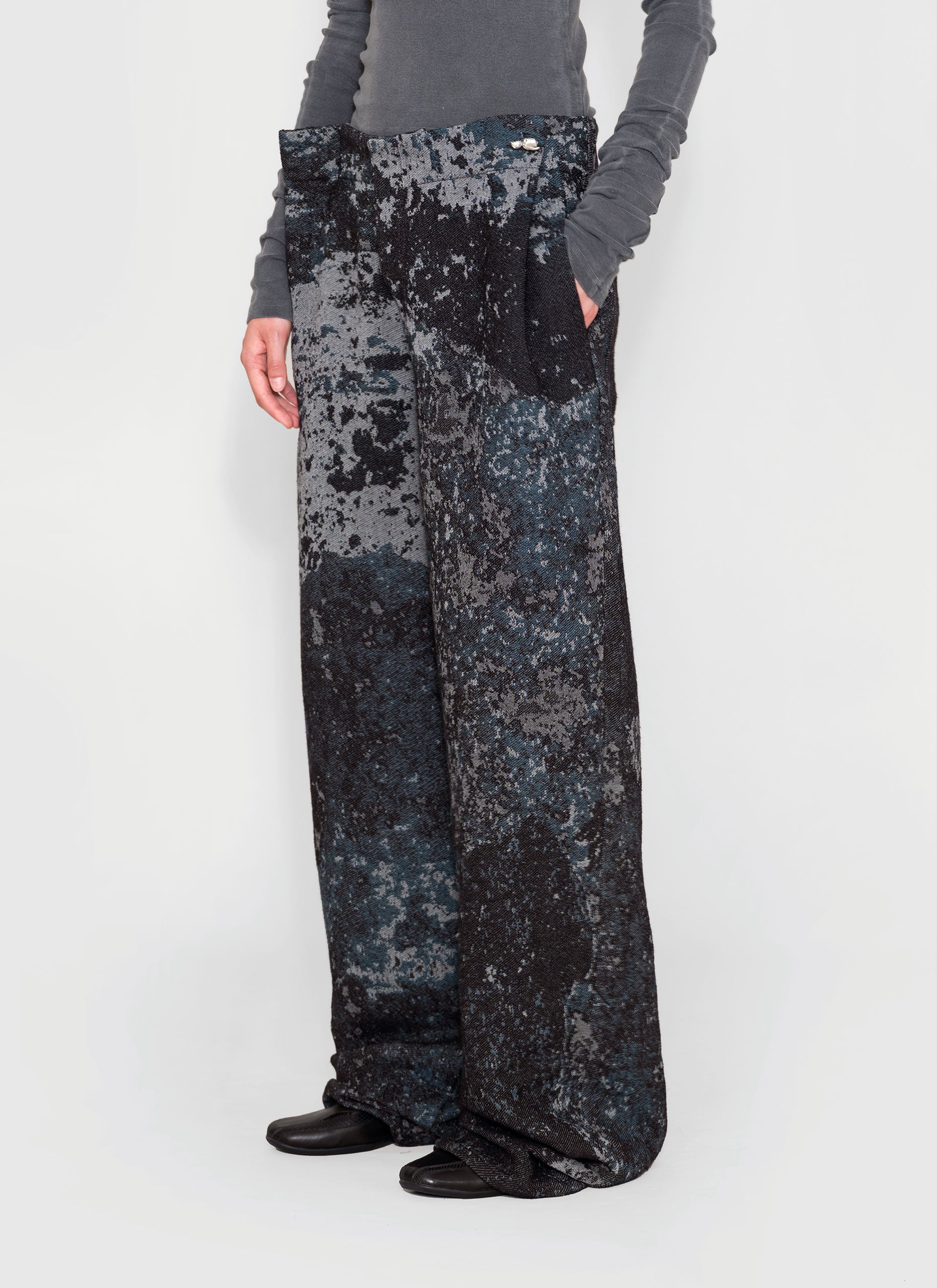 'RUDDER' RUST GREY JACQUARD PANTS