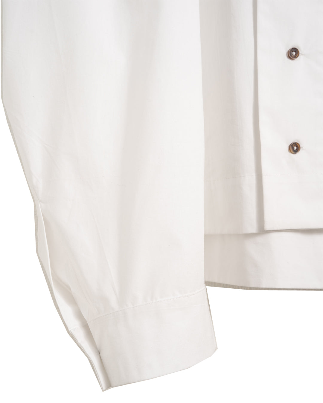 ASYMETRIC COLLARLESS POPLIN SHIRT (WHT)