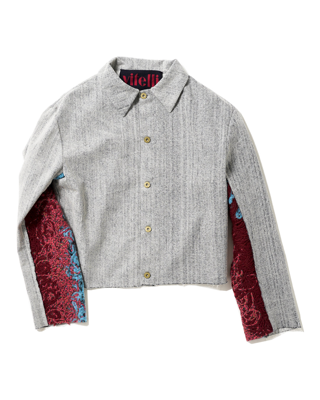 SILK-PUNCHED DENIM BIKER ZIP UP WITH DOOMBOH® PANELS