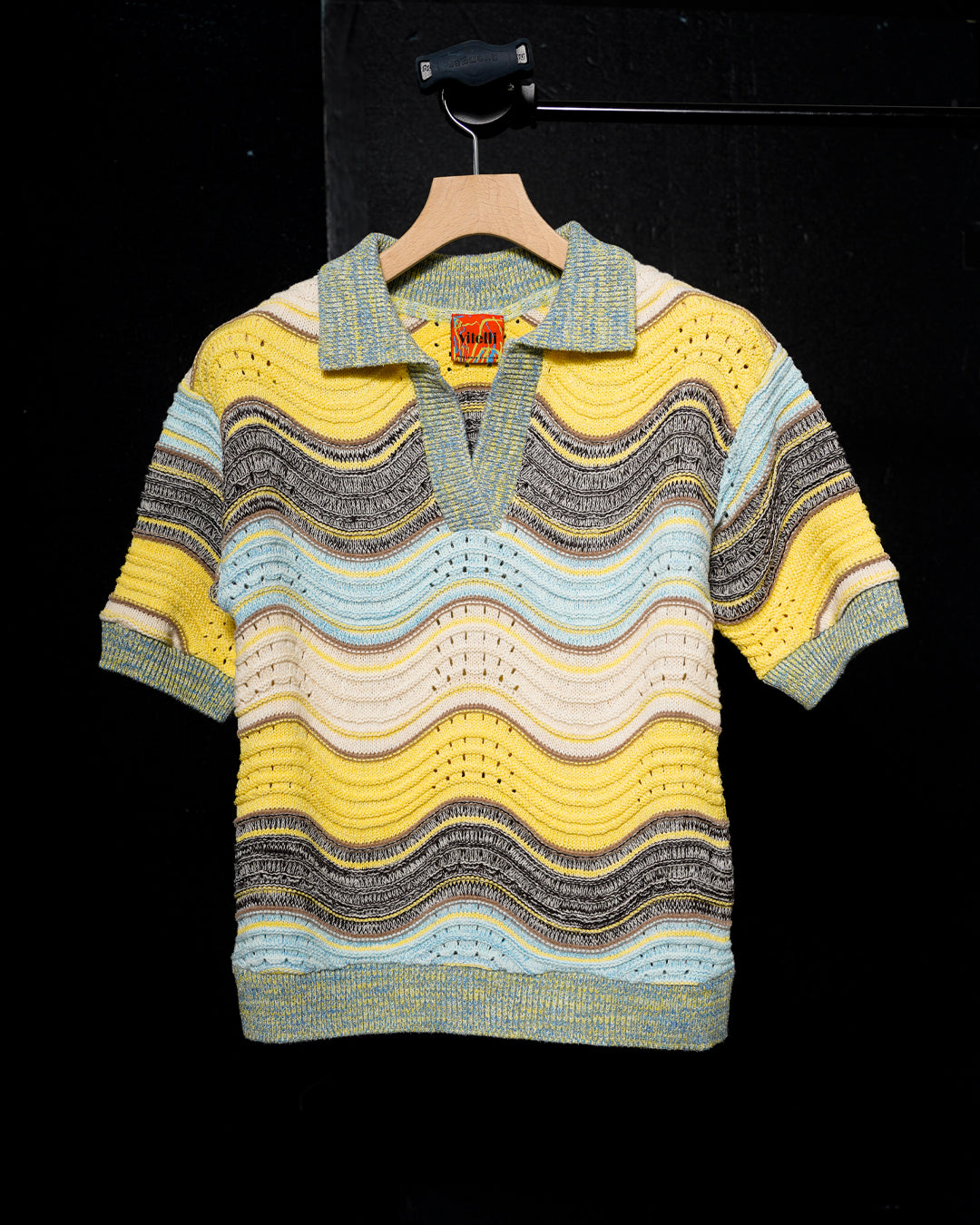 PEACOCK-KNIT POLO WITH KNITTED RIBS