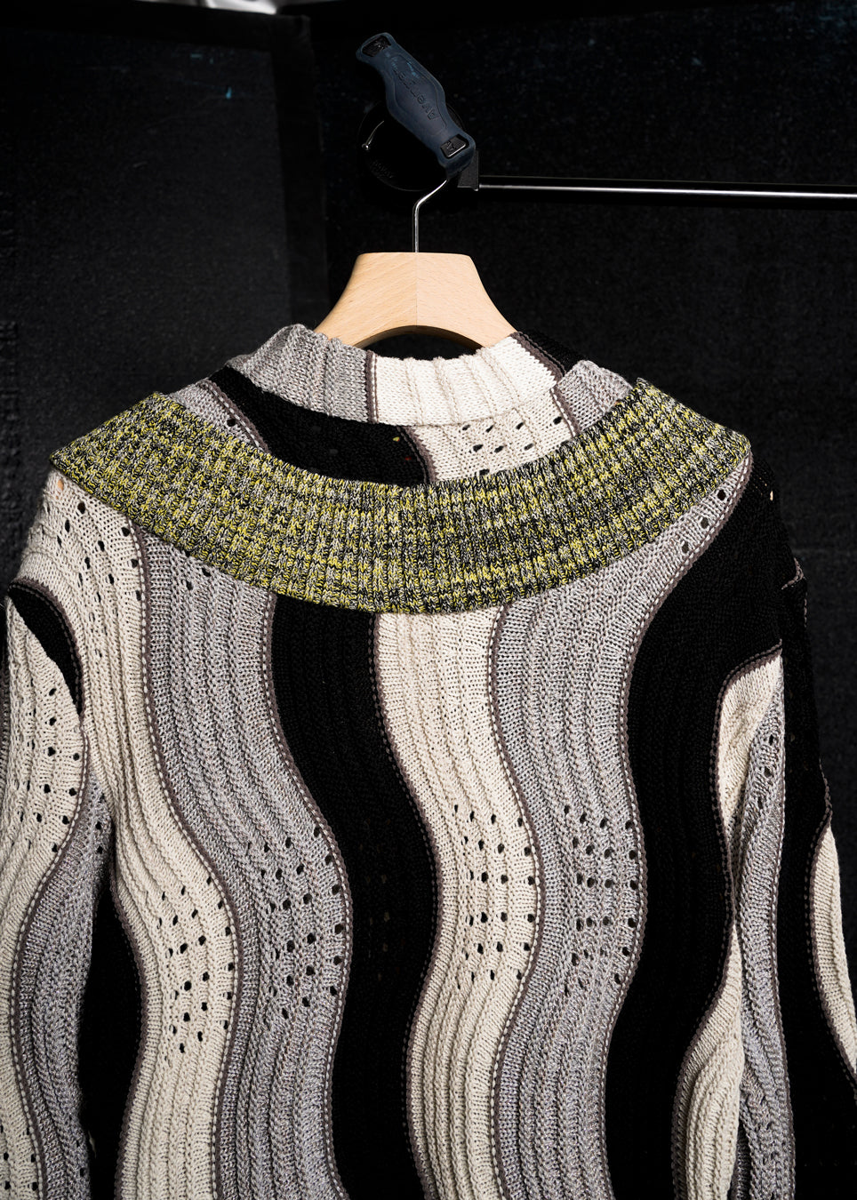 PEACOCK-KNIT DOUBLE V-NECK SWEATER