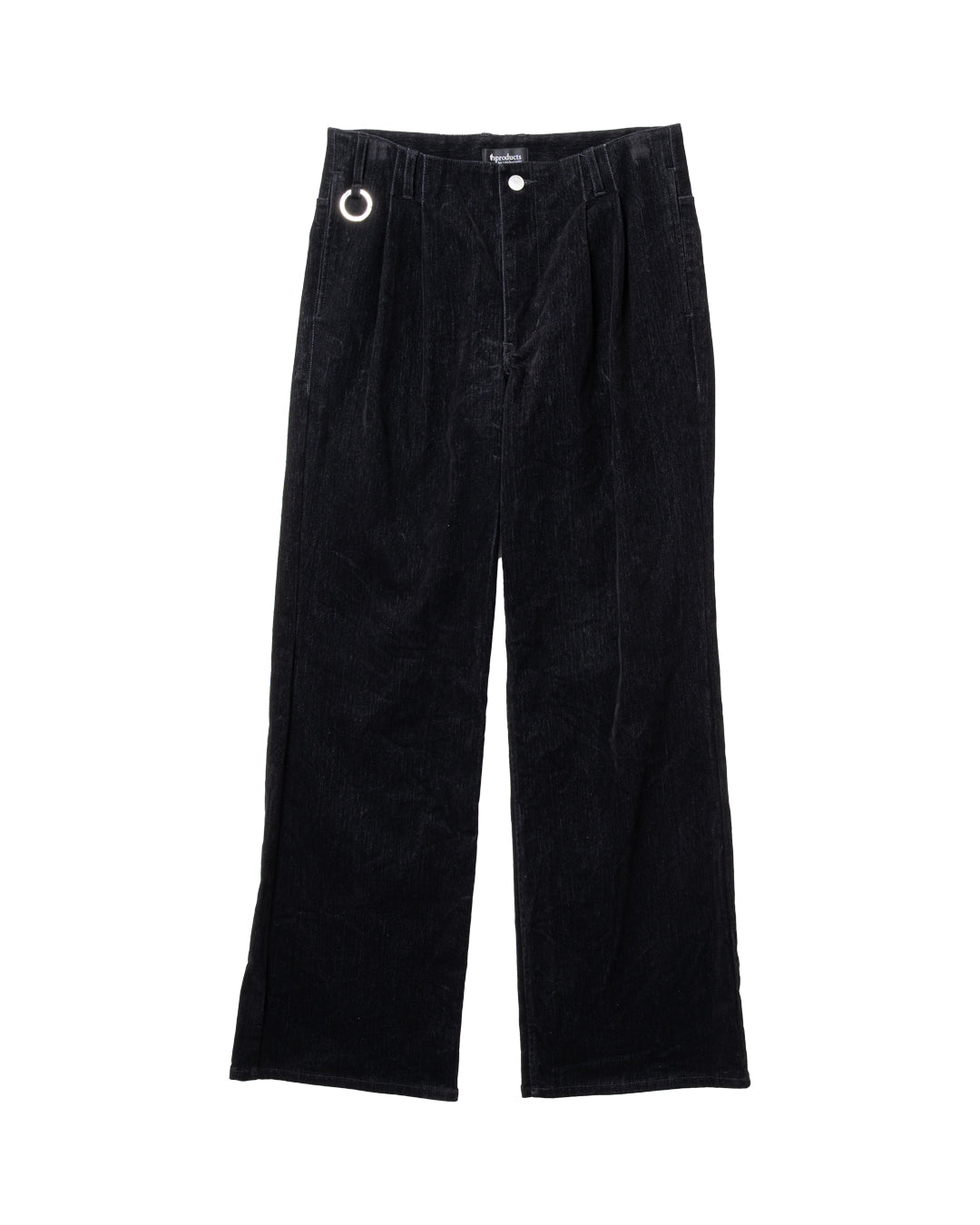 FLOCKED DENIM WIDE TAILORED PANTS (BLK)