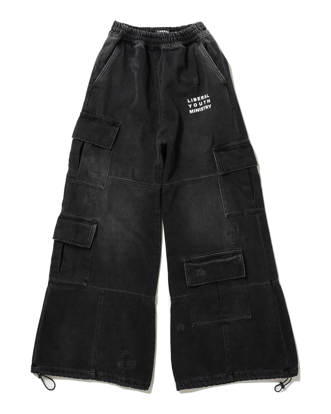 BLACK DENIM CARGO PANTS - Baby's all right