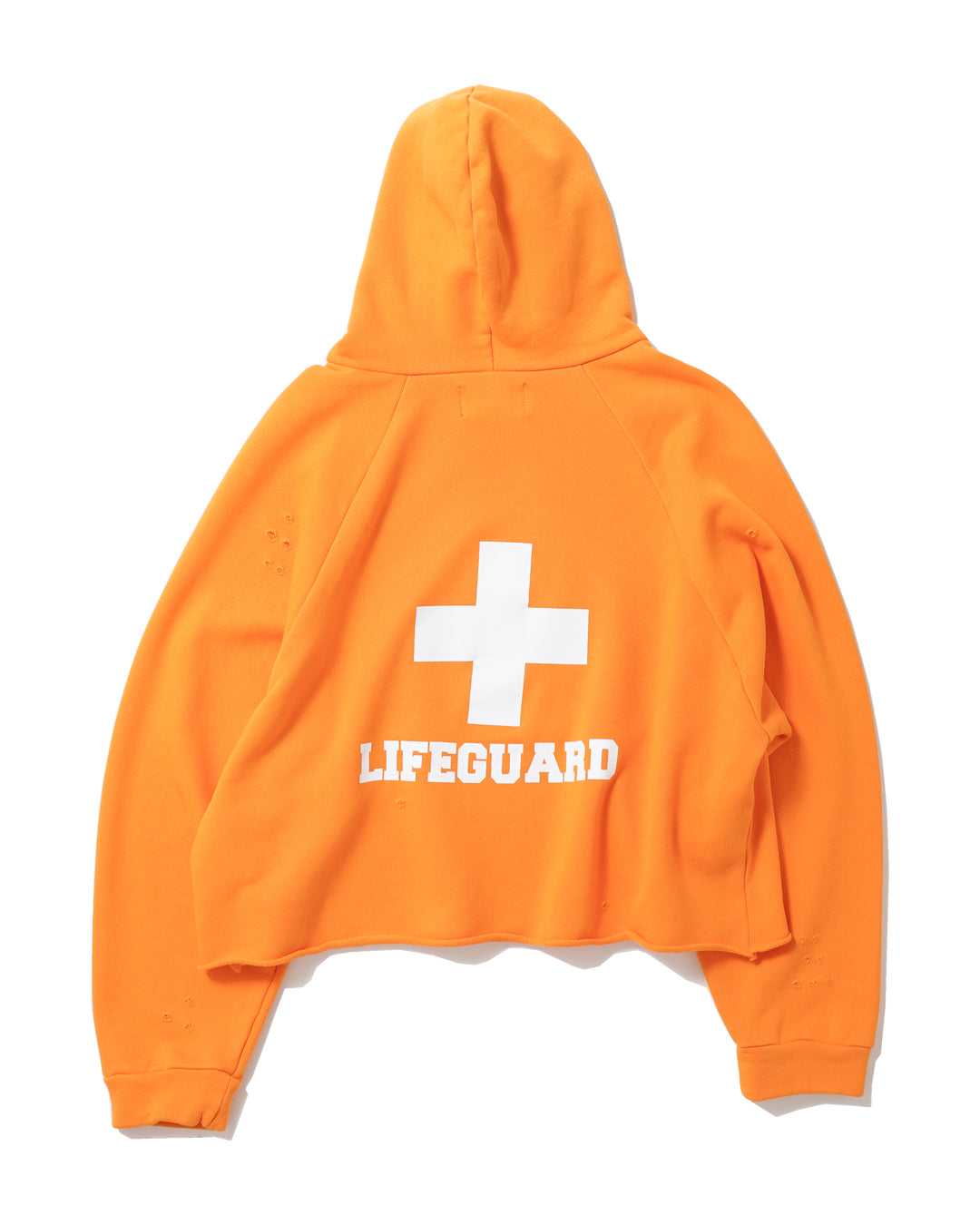 LIFEGUARD' PRINT DISTRESSED HOODIE