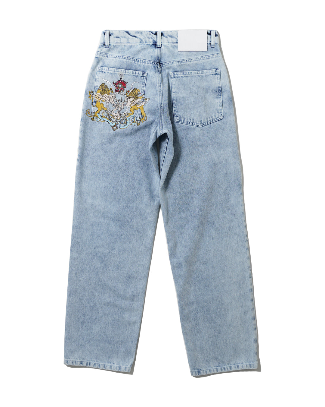 ESCUDO' PRINT BLUE DENIM PANTS - Baby's all right