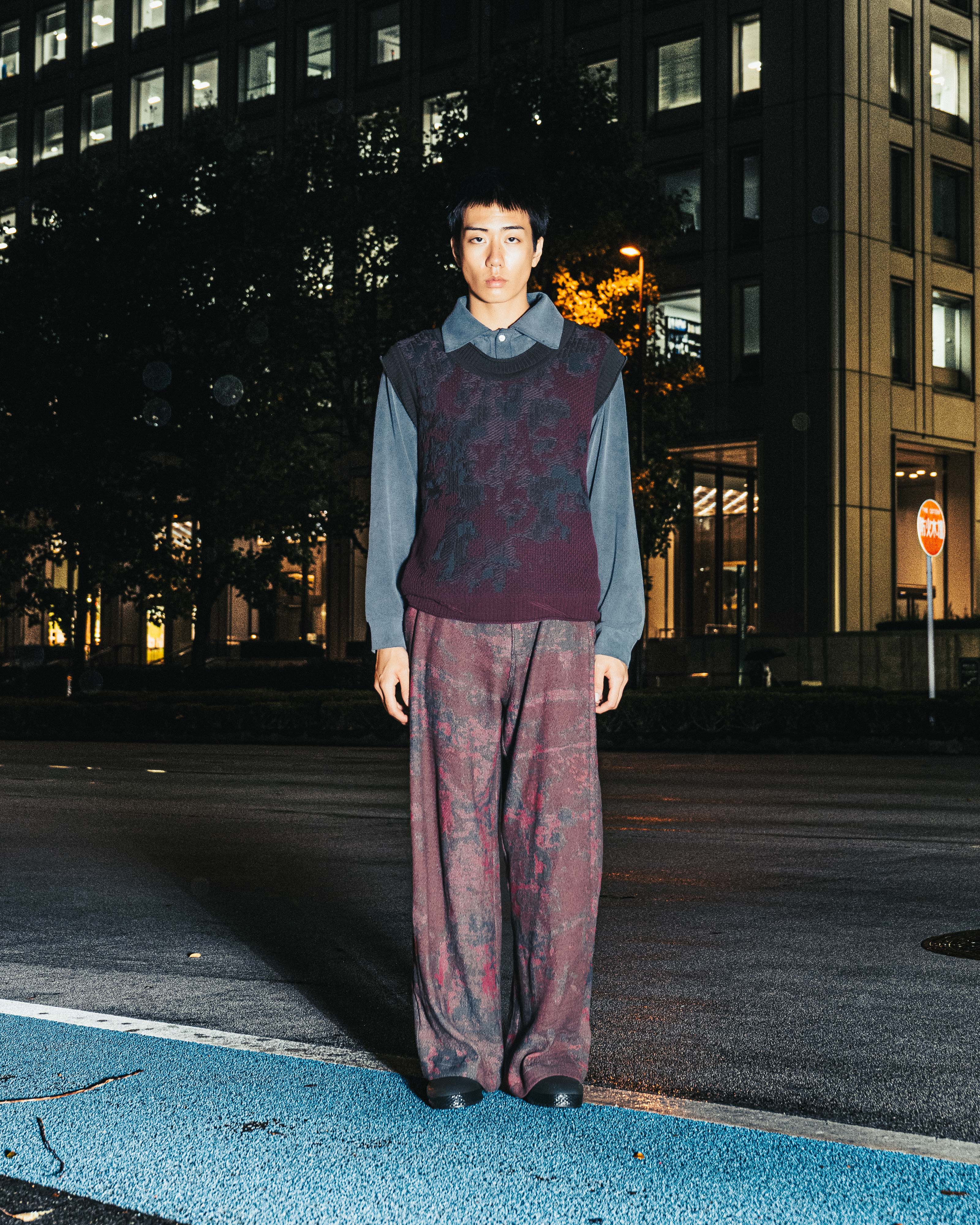 BURGUNDY/GREY/BROWN RUST KNIT VEST