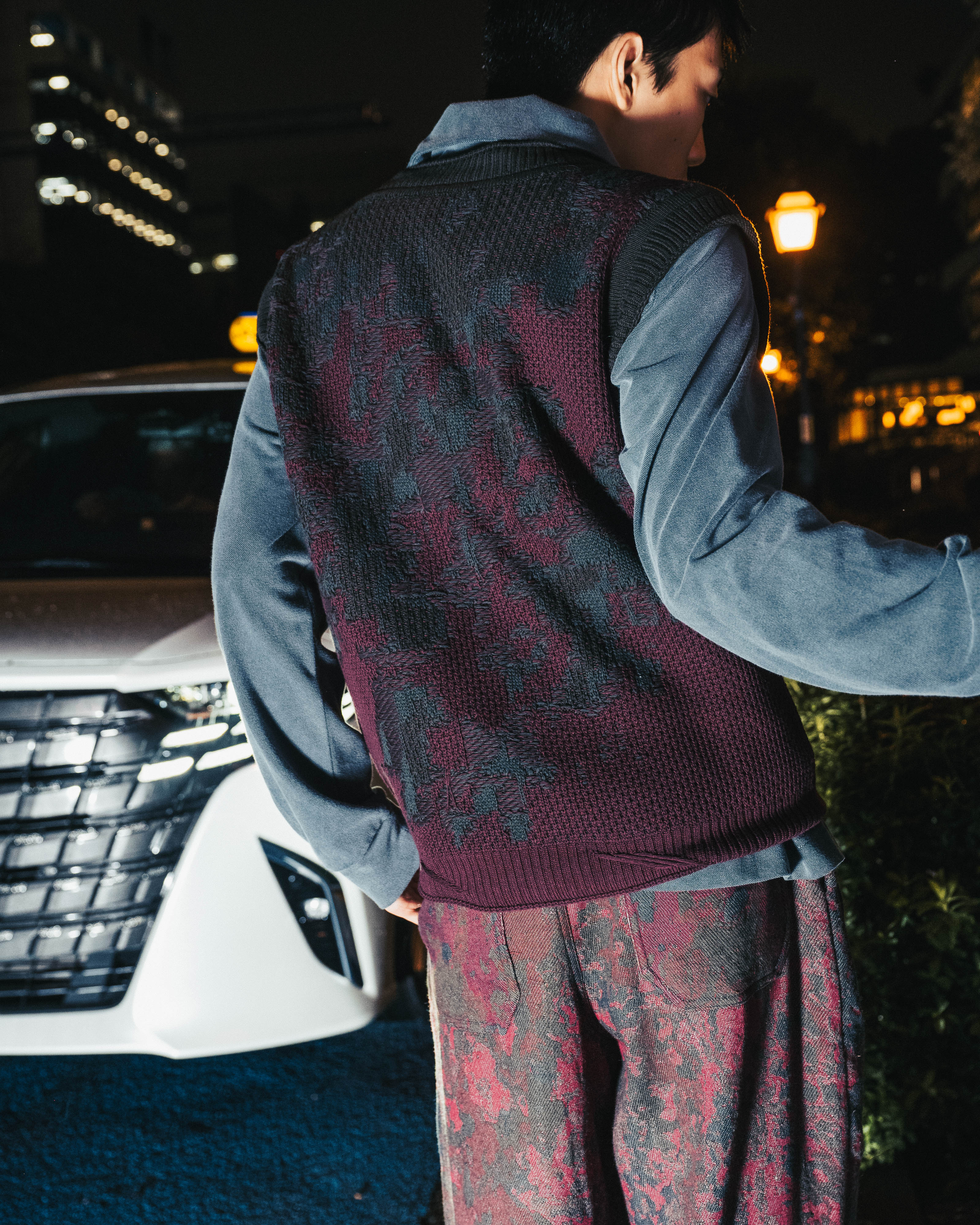 BURGUNDY/GREY/BROWN RUST KNIT VEST