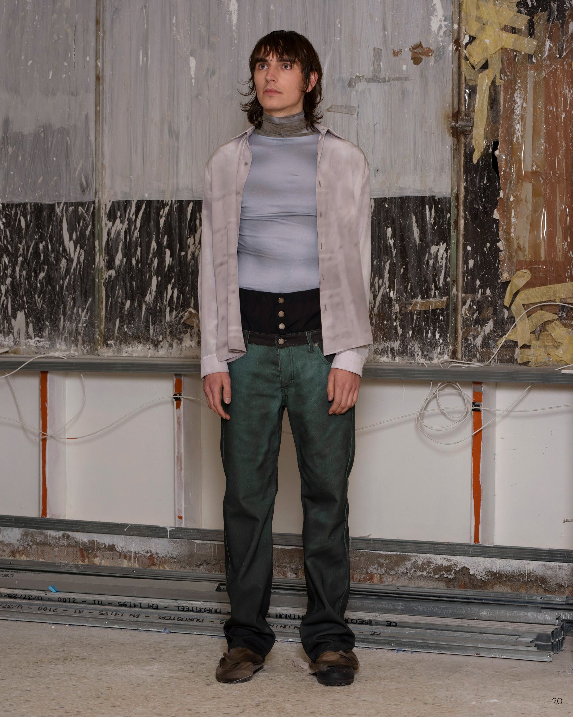 GREEN AND BLACK SPLIT DRAWINGS JEANS