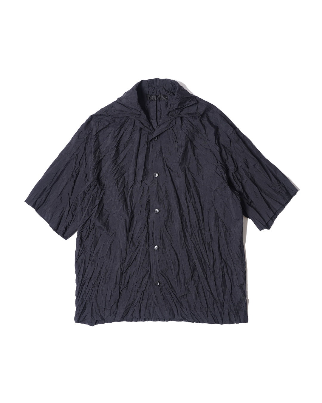 SHRINK OPEN COLLAR SHIRT (BLK) - Baby's all right