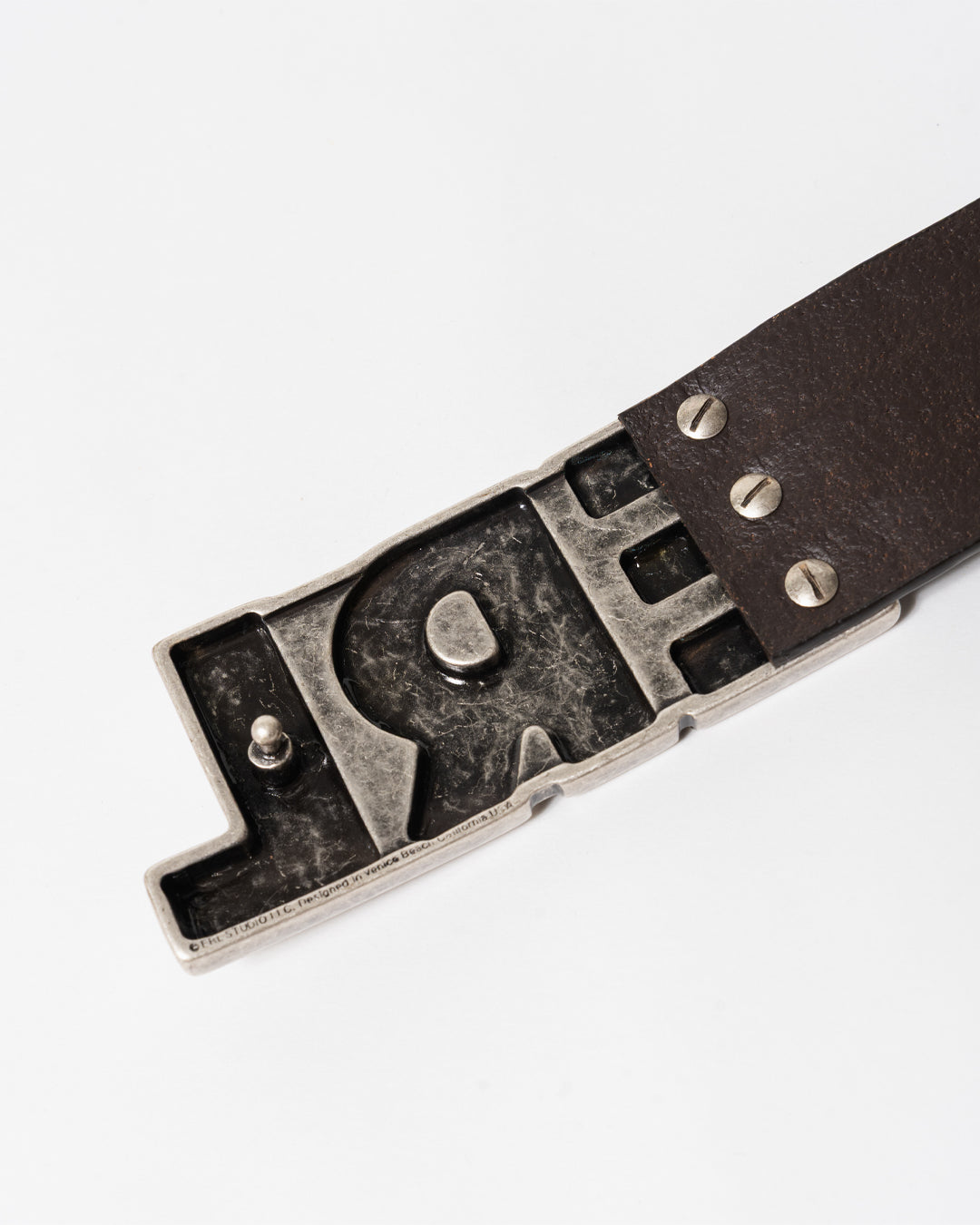 ERL LOGO CROCO EFFECT LEATHER BELT