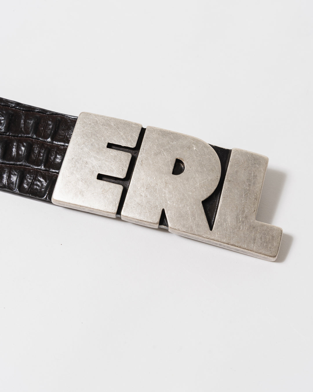 ERL LOGO CROCO EFFECT LEATHER BELT