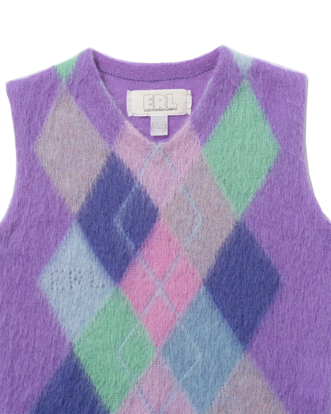 ERL - UNISEX ARGYLE MOHAIR VEST KNIT | Baby's all right