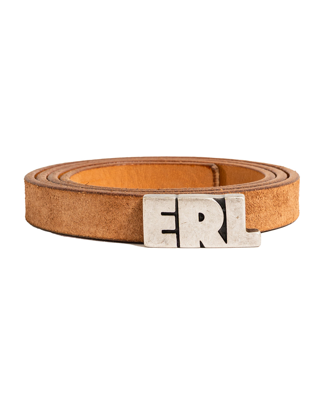 ERL LOGO SKINNY LEATHER BELT TANNED