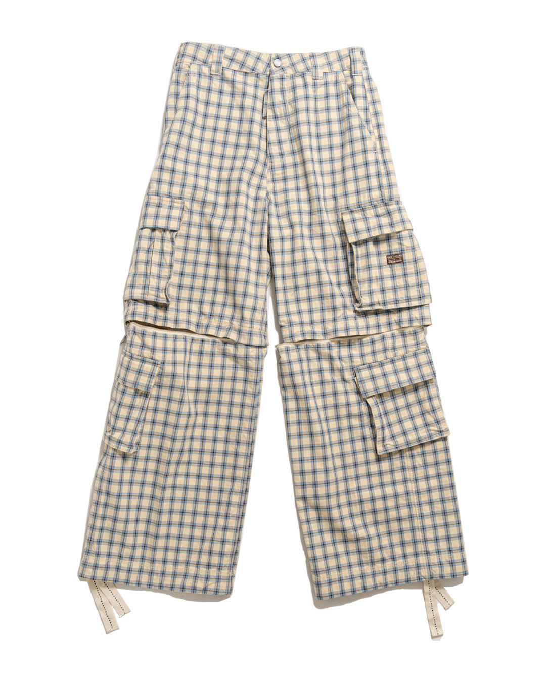 UNISEX ZIP-OFF PLAID CARGO PANTS WOVEN *LAST