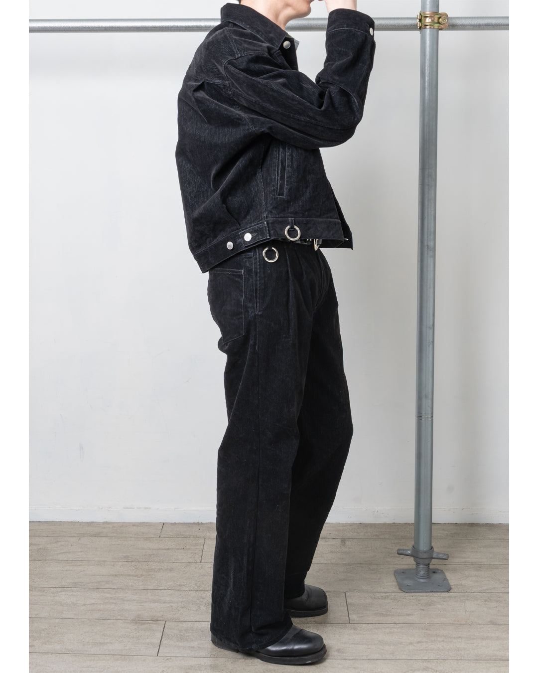 FLOCKED DENIM JACKET (BLK)