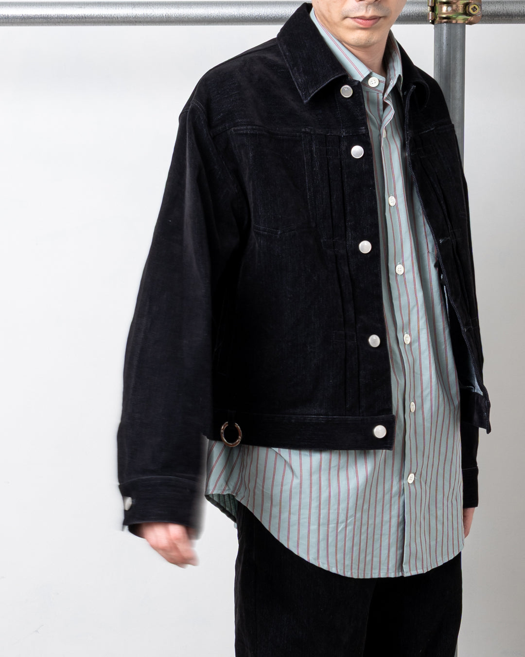 FLOCKED DENIM JACKET (BLK)