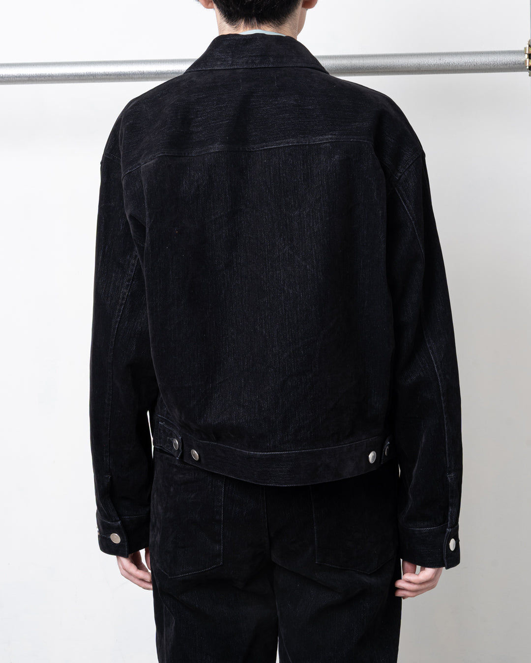 FLOCKED DENIM JACKET (BLK)