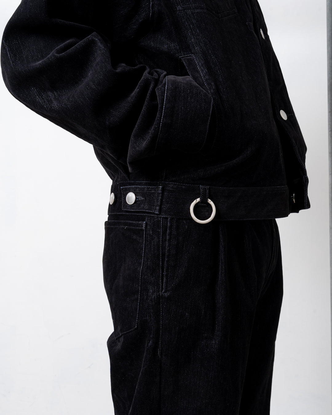 FLOCKED DENIM JACKET (BLK)