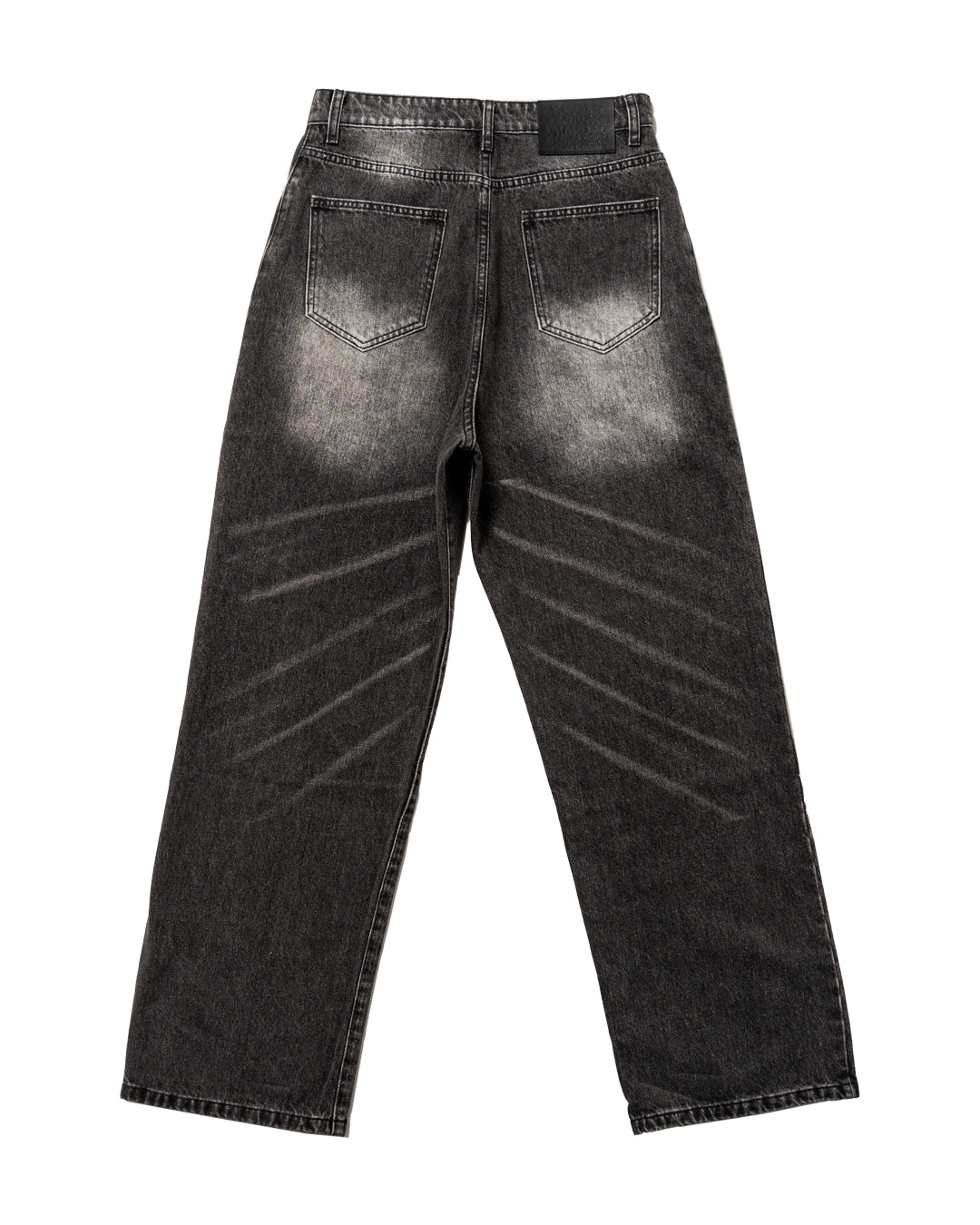 LAX BAGGY DENIM , whisker wash (BLK)