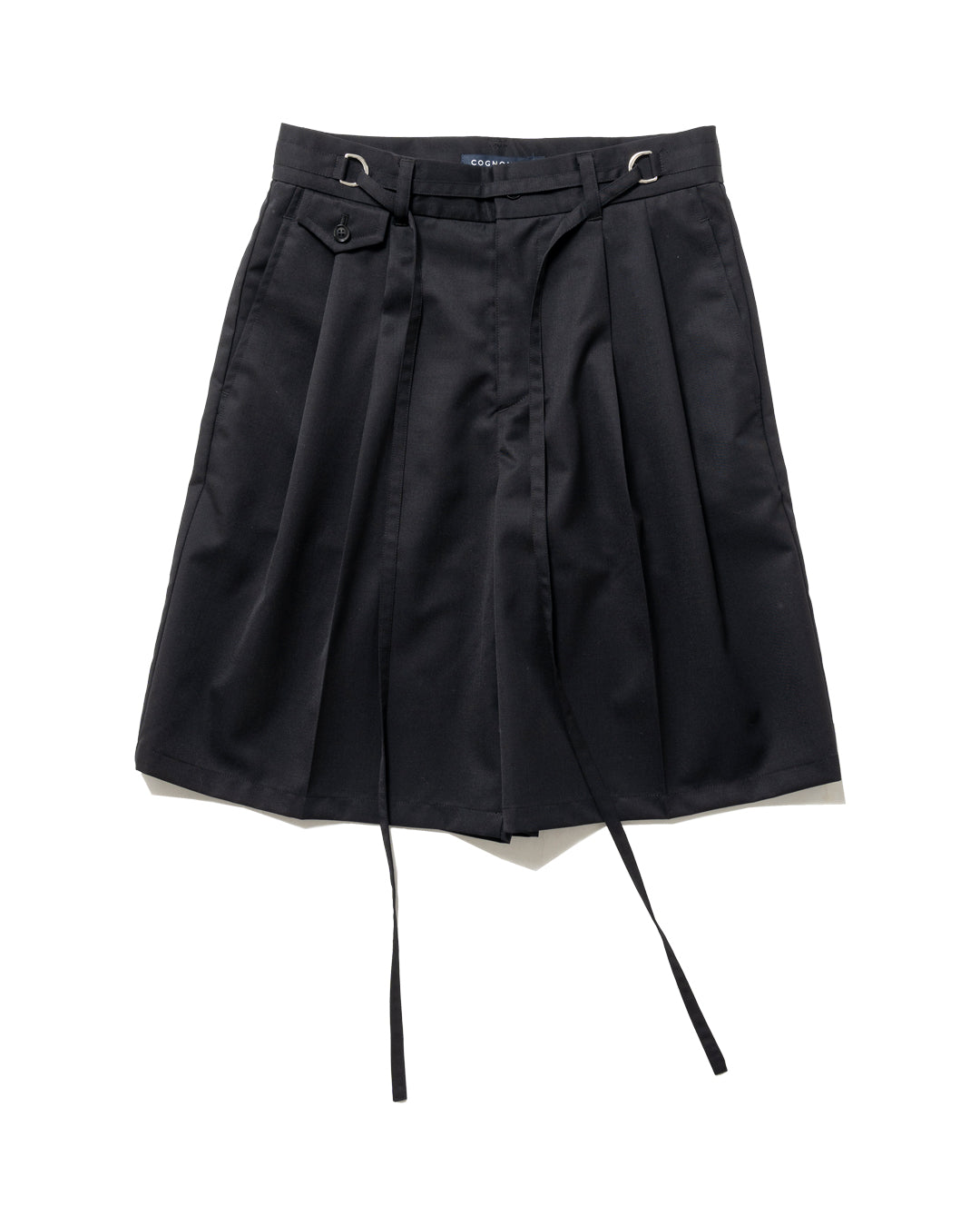 TWO TUCK WIDE SHORTS (BLK)