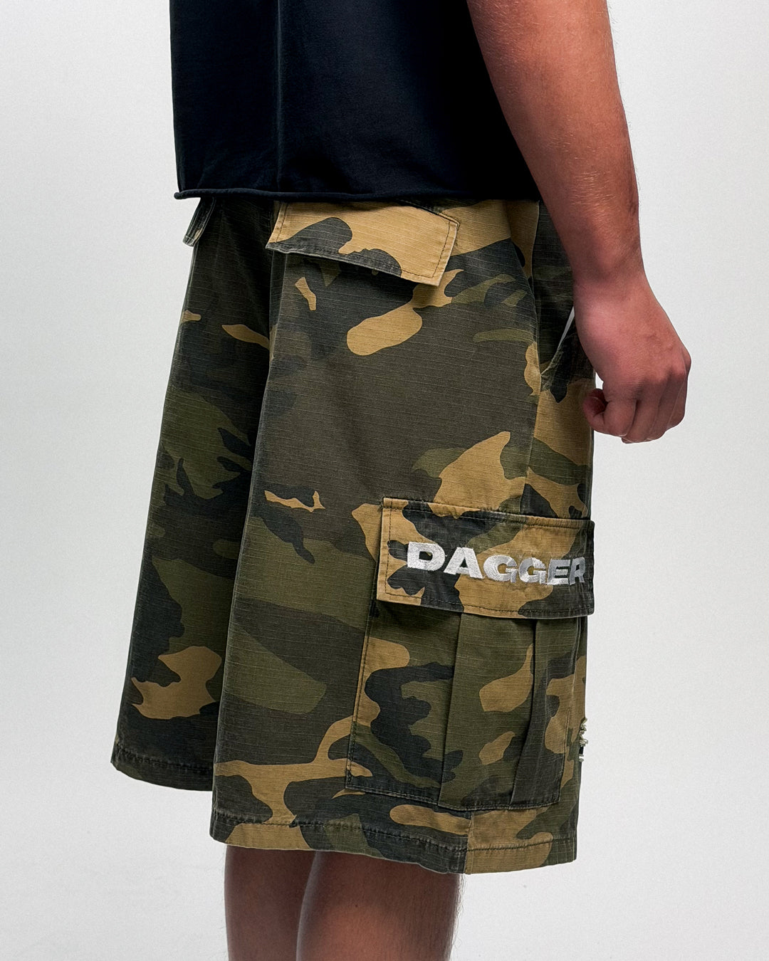 BIG BAGS CARGO SHORTS WASHED CAMO